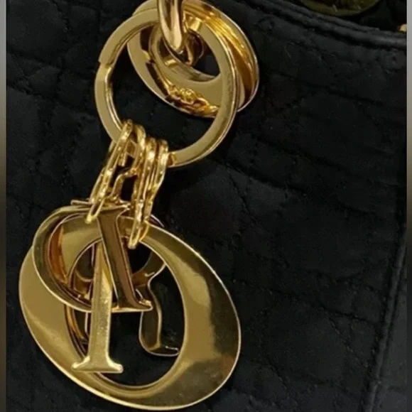 Auth Christian Dior Mini LADY DIOR Black & Gold vintage bag - Picture 6 of 12
